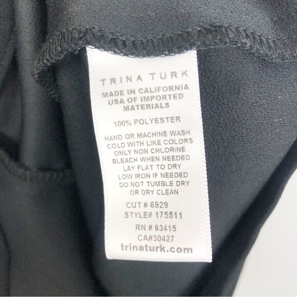 TRINA TURK | Solid Black Wide Leg Dress Pants Side Zipper Women’s Size 4 - Picture 8 of 8